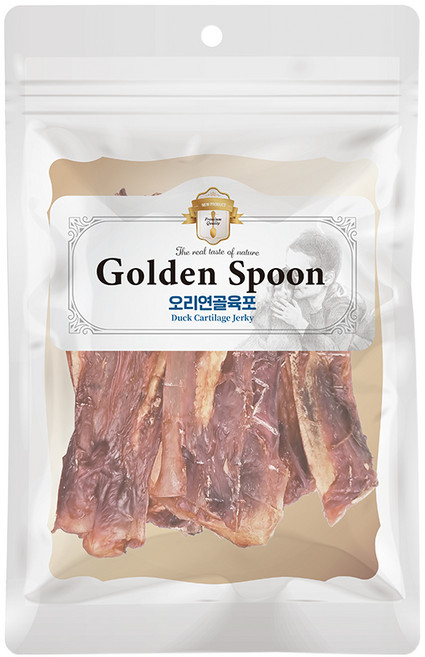 골든스푼 구강간식(돼지귀육포50g 닭가슴살육포60g 송아지갈비뼈60g 훈제맛목대포60g 오리연골육포60g), 오리연골육포, 60g, 1개
