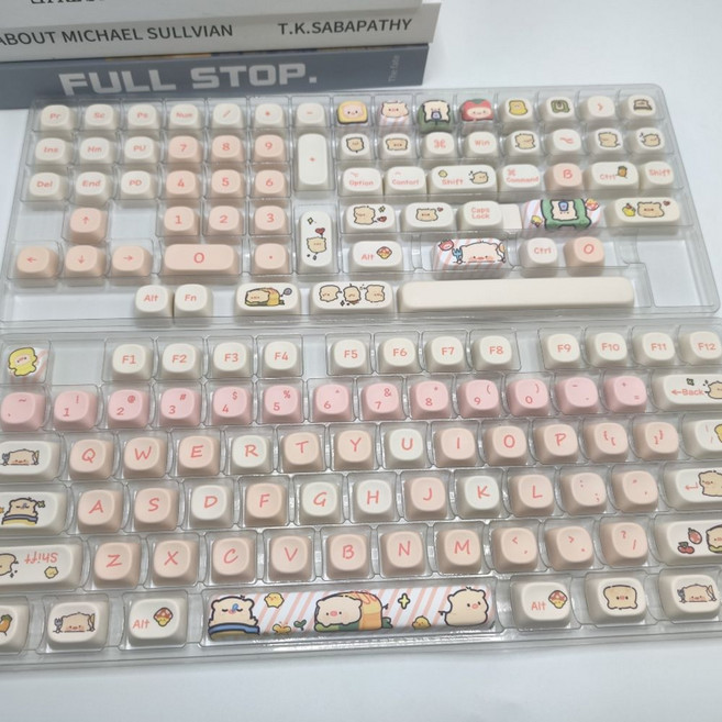 독거미 키보드 키캡 아우라 f87 f99 그린 경해축 각인 한글, B. 핑크 피글렛 키캡 전체 세트  영어 MO, A., 1개