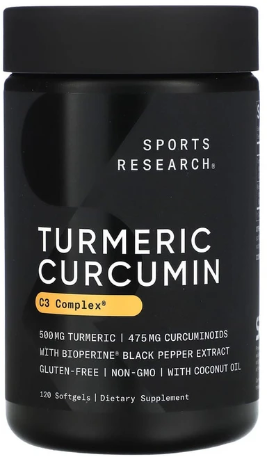 Sports Research Turmeric Curcumin C3 Complex 스포츠 리서치 강황 커큐민 500mg 소프트젤 120정, 1, 1개 - 쿠팡