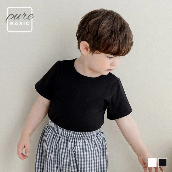 SIZE 6Y 퓨어 베이직 반팔 티셔츠 - 쿠팡