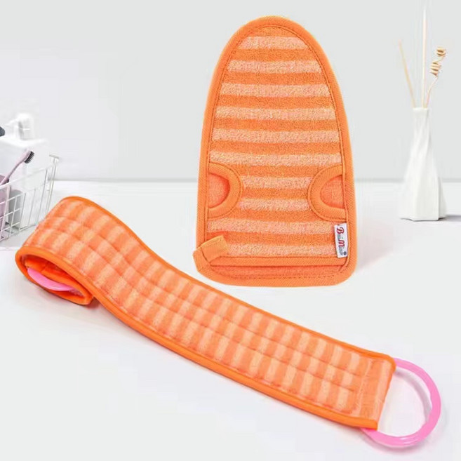 오션타올 알뜰 스펀지 샤워타올 바디 + 바디글러브 2개, 오렌지색, 1개