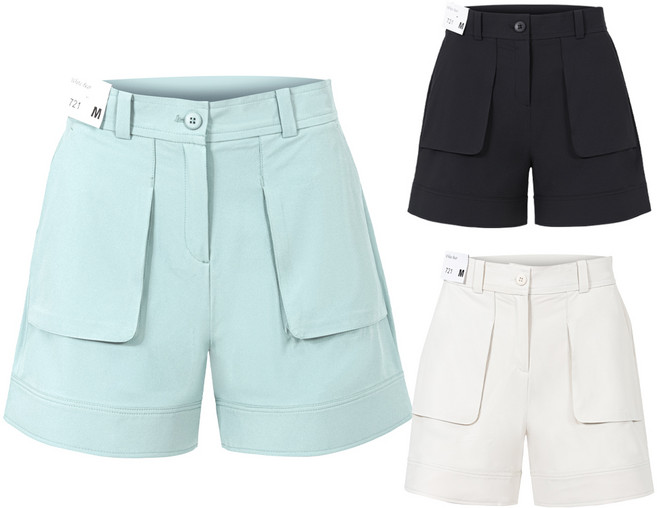 제로골프 여성 골프반바지 밴딩 빅포켓 스판 구김없는 4부 골프바지 빅사이즈 하프팬츠