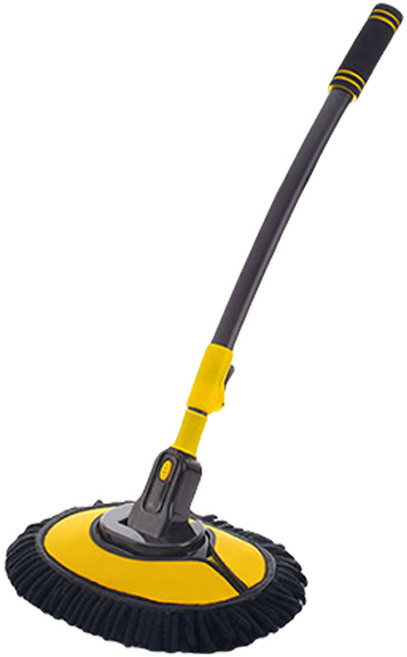 투데이리빙 라운드형 세차 밀대 헤드 각도 길이 조절 차량용 브러쉬 자동차 세차용 걸레 차량 대걸레 청소 용품, 1개, R98625Y(옐로우