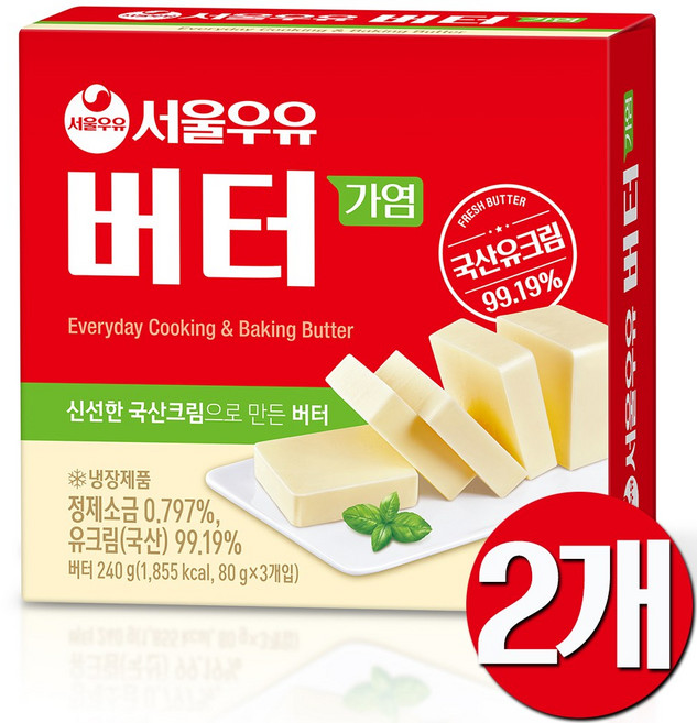 서울우유 버터240g(가염), 2개, 240g