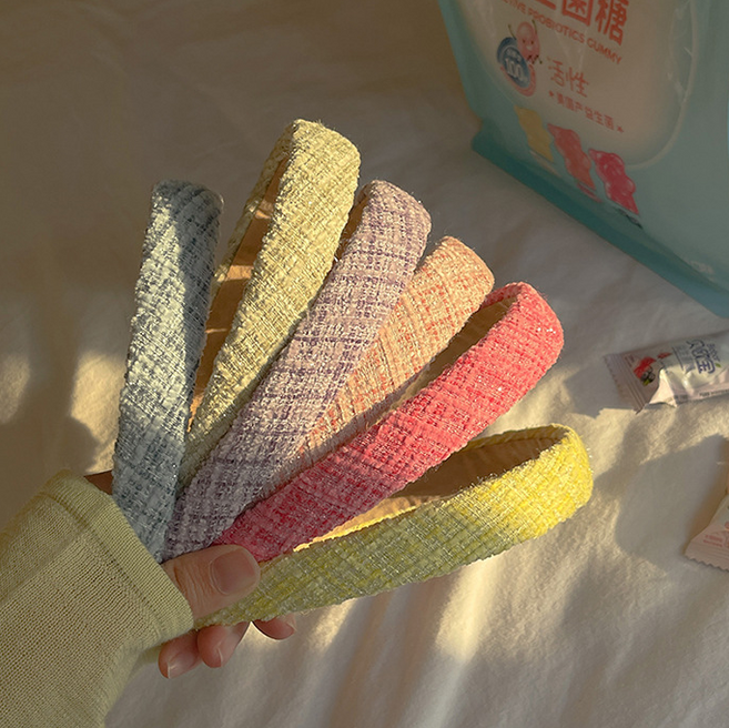 [당일배송] 파스텔 트위드 단색 무지 머리띠 헤어밴드 반다나 올림머리