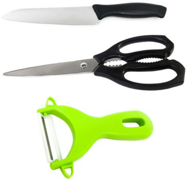 코코렉스 렉스 고급과도 + 주방가위 블랙 + 감자칼 미니, 10세트, 가위+과도+감자칼(그린)