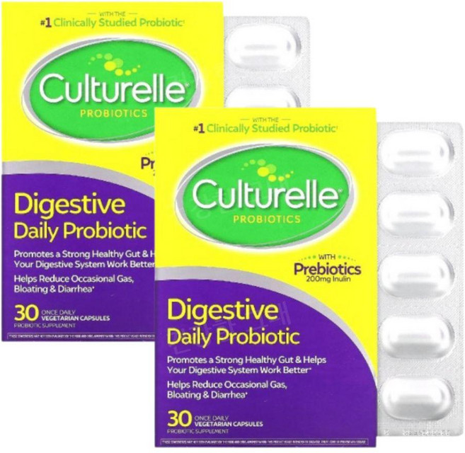 Culturelle 프로바이오틱스 다이제스티브 데일리 프로바이오틱 100억CFU 하루에 한 번 먹는 베지캡슐 30정, 2개