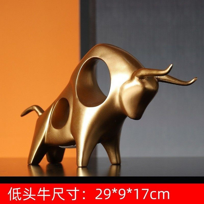 【開發票/統編】現代輕奢家居裝飾擺件 電視櫃酒櫃裝飾品 創意工藝擺件gacq2o, 鴻運牛（金色）低頭牛【單個】