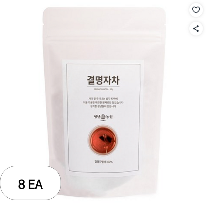 청년농원 저온가공 결명자차 삼각티백, 1g, 50개입, 8개