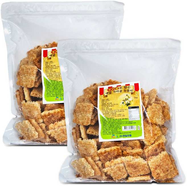 우리쌀로 만든 옛날 가마솥 누룽지, 1kg, 2개