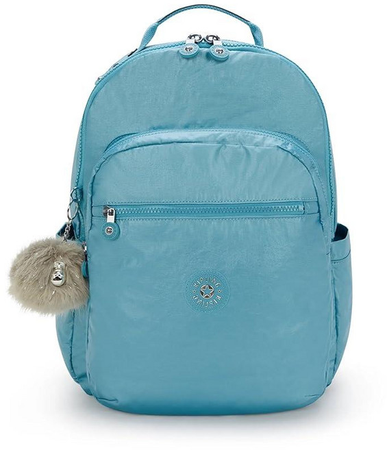 Kipling Seoul Go 라지 메탈릭 15인치 노트북 백팩 Aqua Tides Metallic M 캐주얼, M