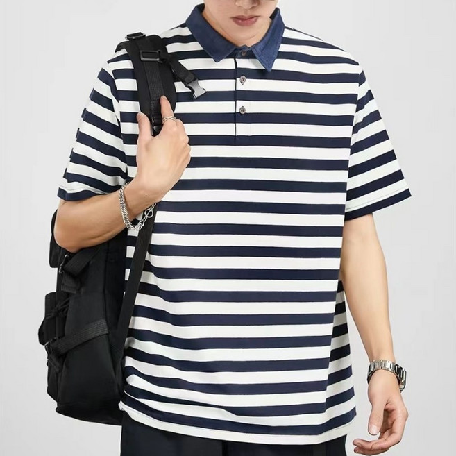 휠렉스 남성 스트라이프 카라넥 패션 티셔츠 Y1481