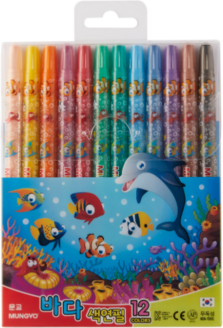 문교 바다 돌돌이 색연필, 12색, 12개