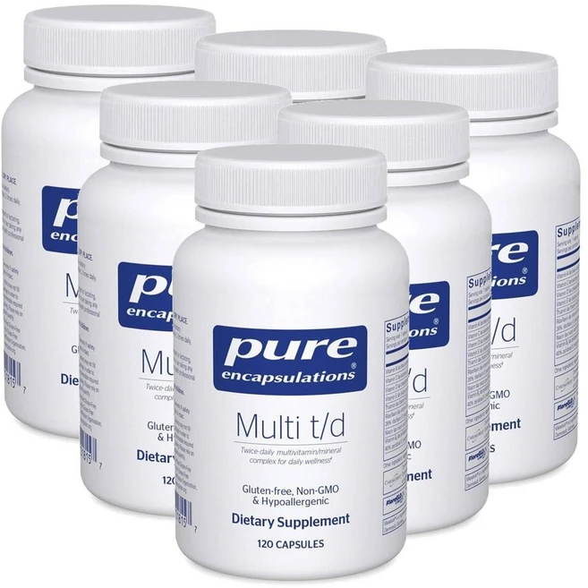 퓨어인캡슐레이션 멀티 투퍼데이 멀티비타민 미네랄 캡슐 Pure Encapsulations Multi T/D, 6개, 120정 - 쿠팡