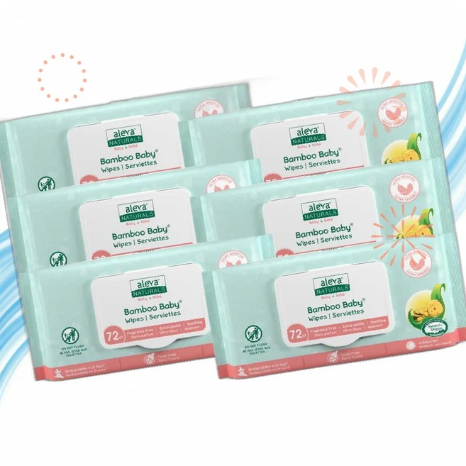 Aleva Naturals 베이비 물티슈 대나무 아기 민감성 무향 튼튼한 YQ - 쿠팡