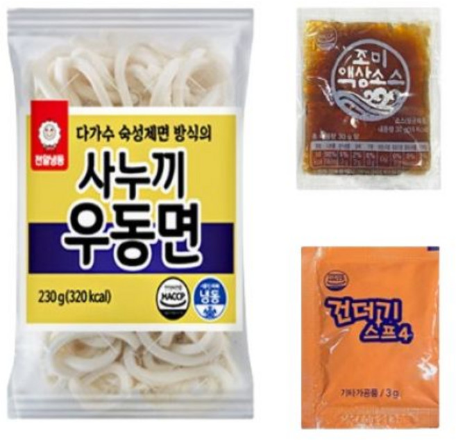 천일 사누끼 우동 10인분 1세트 (면1인분10개+소스10개+건더기10개), 천일 사누끼 우동 10인분 1세트 (면1인분10개+소스, 230g, 1개