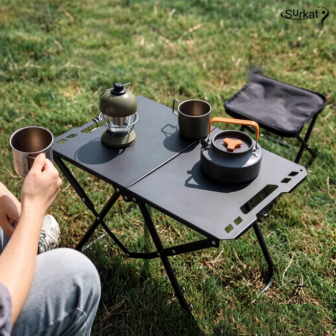 Surkat 휴대용 접이식 테이블 아웃도어 초경량 폴딩 캠핑테이블, 무광블랙