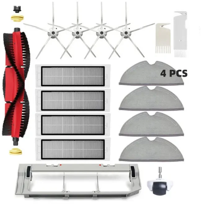 쿠쿠스토어 샤오미 로보락 S5 Max Pure E4 진공 청소기 교체 키트 롤러 브러시 HEPA 필터 천 예비 부품, 11 Set M