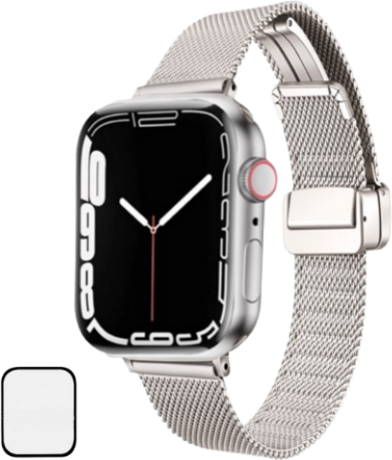 NUBASE 애플워치 호환 밀레니즈 마그네틱 루프 슬림 디버클 메탈 스트랩, 스타라이트, 1개