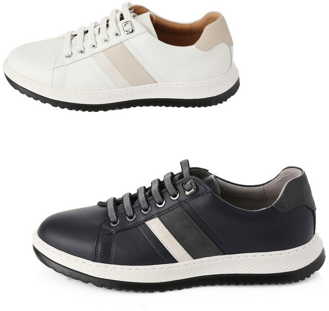 엘칸토 천연소가죽 초광폭 쿠션좋은 캐주얼 스니커즈 3cm lcms78u 5939 아이보리 네이비