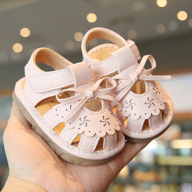 리본 삑삑이 샌들 여아 아동 유아 키즈 여름 귀여운 가벼운 미끄럼방지 소리나는 신발