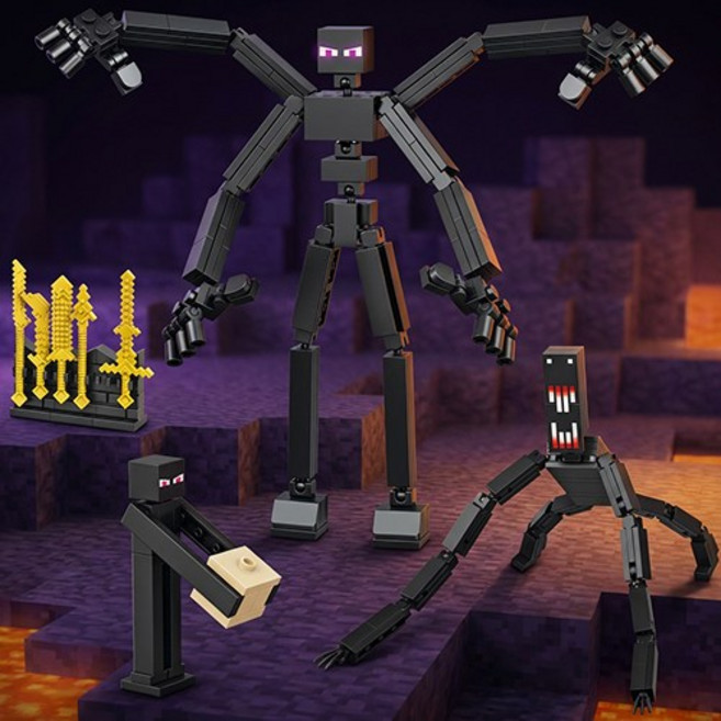 마인크래프트 엔더맨 블록 몬스터 조립 블럭 레고 호환 피규어, 1개, 블랙