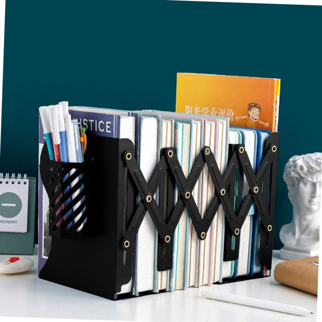 접이식 자바라 북엔드 늘어나는 길이조절 책꽂이 펜꽂이 포함 책상 정리 수납