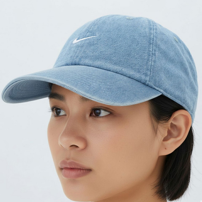 나이키 캡 모자 공용 데님 볼캡 빈티지 패션 청색모자 야구모자 커플 자수로고 캡 사이즈 조절 가능 캡