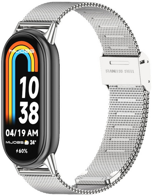 브롬핏 샤오미 스마트밴드10 / 9 / 8 호환 메탈 밀레니즈 스트랩 미밴드10 9 8 스테인리스 루프 밴드, 실버-실버, 메탈밀레니즈(버클형)