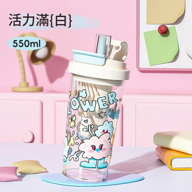 新款大容量卡通水杯, 藍色550ml 獨立茶倉, 1套, 1300L