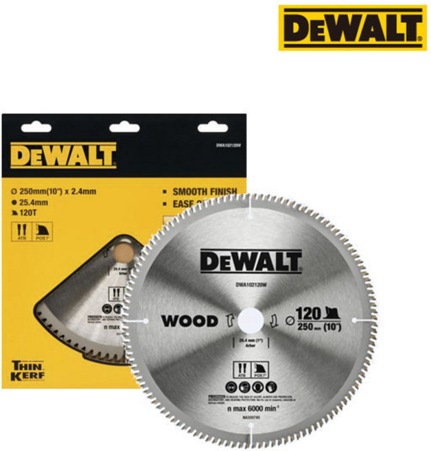 [디월트] DWA102120W / 목재용 원형톱날 10인치 120날 (DWA30004 후속), 1개