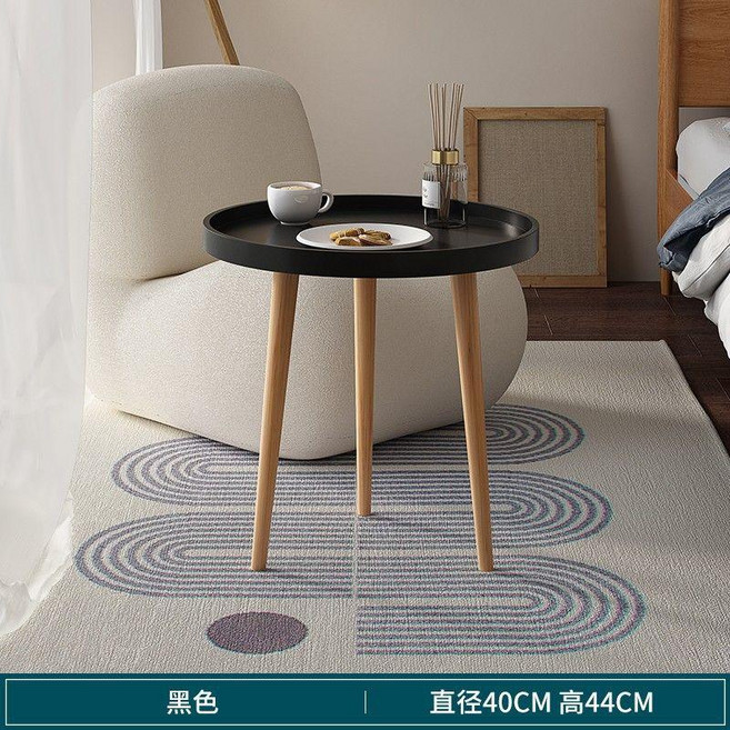 미니멀 2단 수납 카트 테이블 선반 홈데코, 40 라운드 블랙 (PVC 라미네이트 다리)