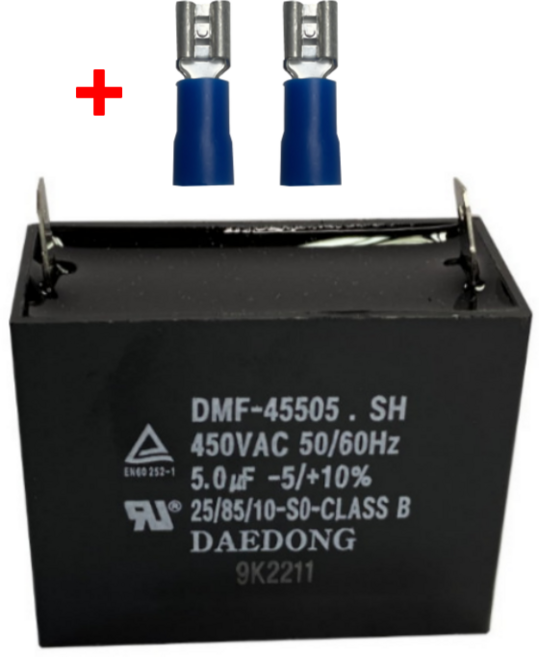 대동 콘덴서 콘덴샤 보일러콘덴서 선풍기콘덴서 모터콘덴서 펌프콘덴서 사각수지콘덴서 450VAC 모음, DMF-45505 5uF(450V), 1개