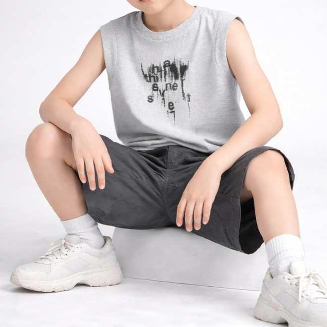 지디오 주니어 남아 여름 상하복 세트 민소매 티셔츠 카고 반바지 투피스 시원한 쿨 나시 스트릿 코디