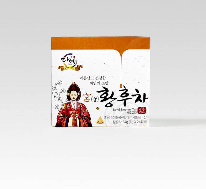 [본사직영] 다예 100% 국산 홍삼 황후차 생분해 삼각티백 24티백, 1g, 16개, 24개입