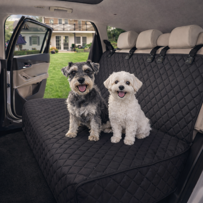 차량용 강아지 카시트 뒷좌석 대형견 풀커버 방수 애견시트, 1개, 리얼블랙