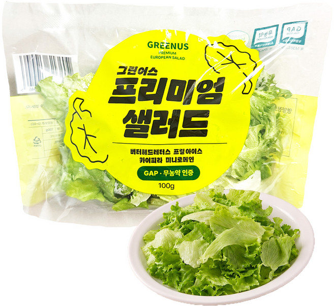 그린어스샐러드 무농약 친환경 유러피안 샐러드 간편 파우치, 10개, 100g