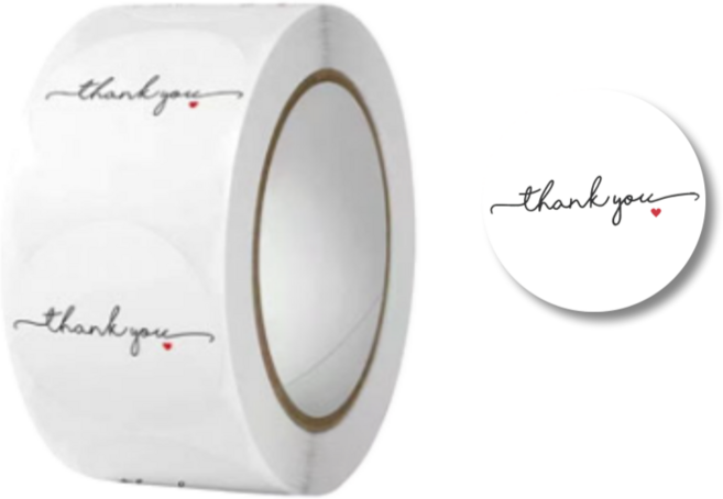 글로우엘 포장 데코 땡큐 롤 감사 답례 스티커 2.5cm 500매, 1개, 02 캘리그라피 땡큐