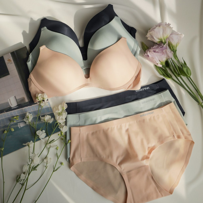 [애프터문] 심리스 더스티 플러프 노와이어 브라 팬티 6종 세트 s077