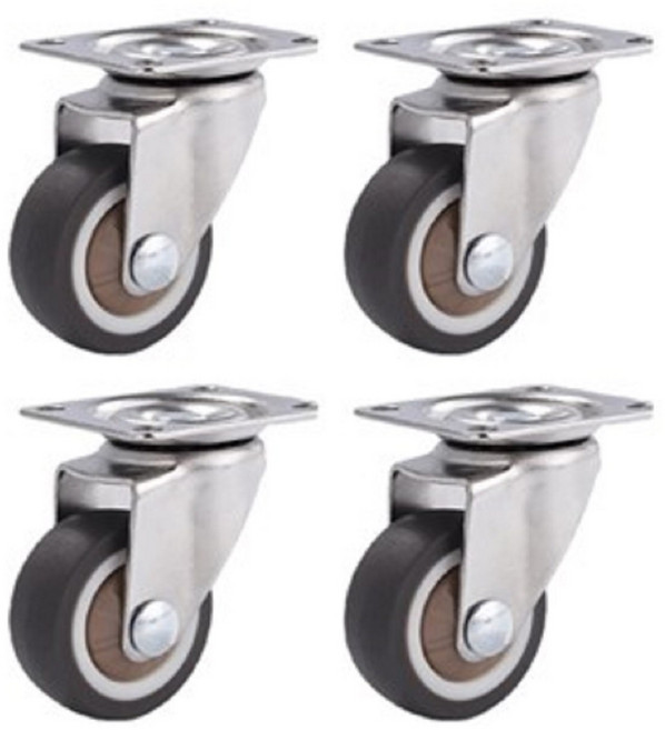 1인치 1.5인치 가구바퀴 무소음 회전형 캐스터 고무재질, 4개
