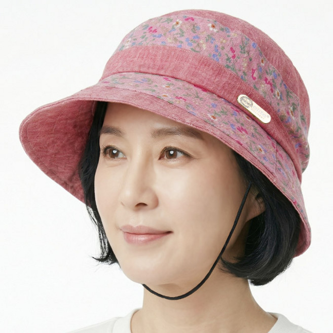 [국산] 여름 벙거지 투톤 풀꽃밭 망사햇 중년여성 모자 할머니 화려한 망사 플라워