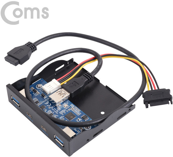 컴스 Type C USB 3.1 3.0 포트 전면 가이드 3.5형 50cm Type C 2Port USB 3.0 2Port