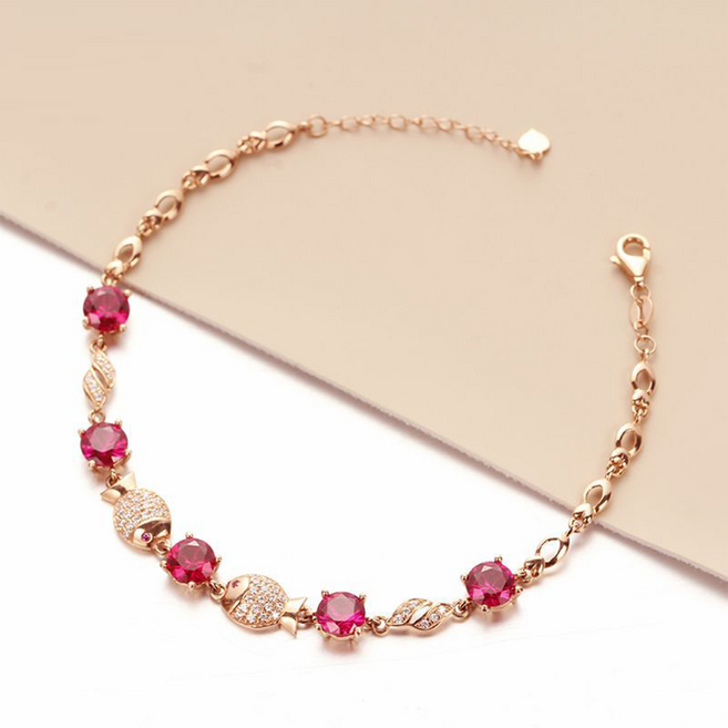 besteffie 로즈 도금 여성용 팔찌 심플 패션 보석 장식 물고기 포인트 일상 주얼리 K83