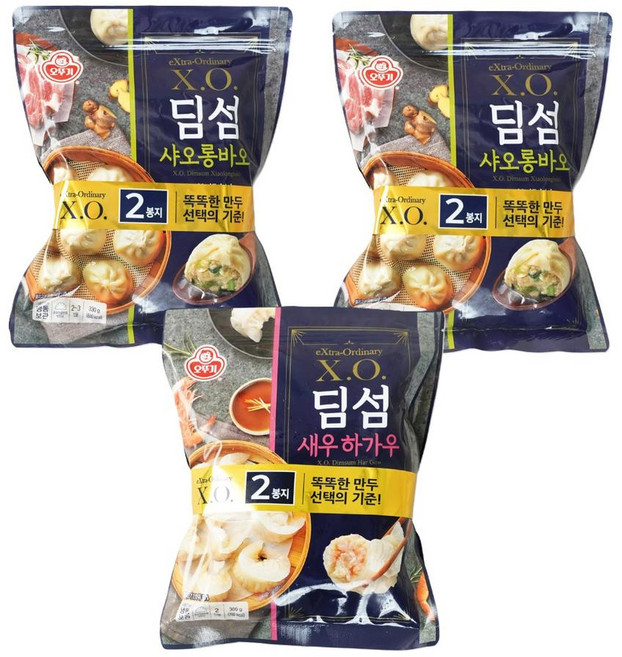 오뚜기 냉장_X.O. 딤섬 샤오롱바오 (330GX2) 2개 + 새우 하가우 (300GX2) 1개 600g, 3세트