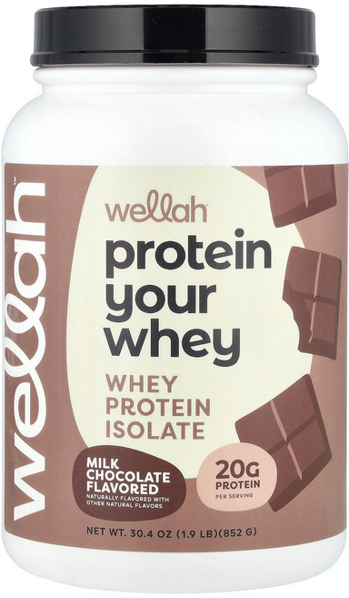 Wellah Protein Your Whey 분리유청단백질 밀크 초콜릿 (1.9lb) - 861 g, 1개, 852g