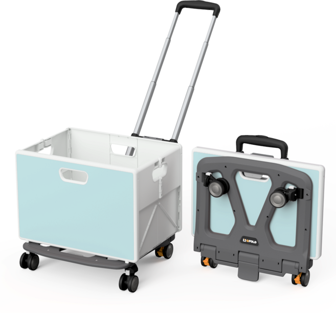 큐폴드 접이식카트 폴딩박스 세트 Pro 마트 시장바구니 가정용 구르마, 민트 박스 + Pro 카트, 1세트