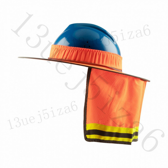 工地安全帽 夏季遮陽透氣防曬, 熱烈橘色全包式鬆緊帽檐, 1個