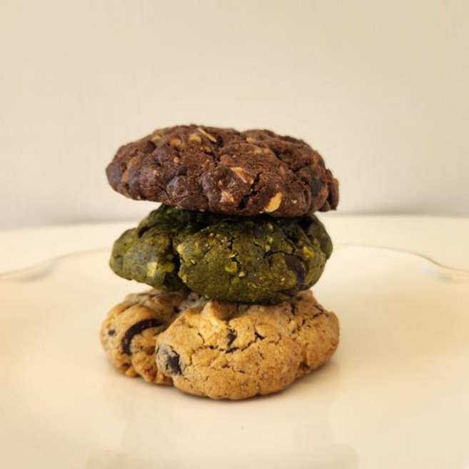 쿠키 르뱅 수제 르뱅쿠키 플레인 초코 쑥 90g x 3개입 답례품 수제쿠키 아메리칸 카페 디저트 초코 수제 견과류 쌀가루, 3개