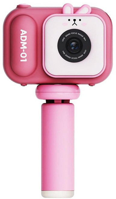 키즈 카메라 디지털 HD 1080P 비디오 카메라 완구 미니 캠 컬러 디스플레이 어린이 생일 선물 키즈 완구, 핑크 래빗 + 삼각대, 1개