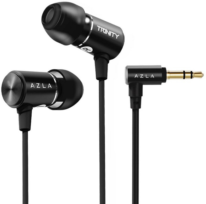 AZLA TRINITY 5MM 유선 코드가 있는 학교 일상 드라이버 포함 마이크 청취용 고해상도 다이나믹 블랙 사운드 이어폰 마이크가 이어버드 헤드폰 8MM, Black